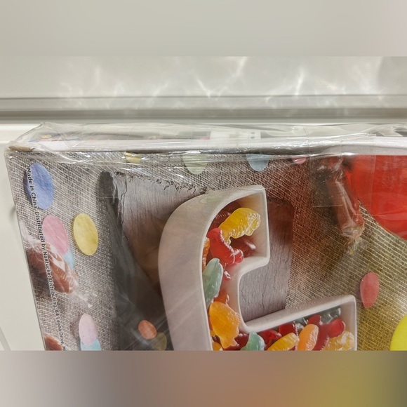 J O Y 3-Piece Ceramic Letter Serving Dishes with Slate Serving Board - Picture 5 of 5